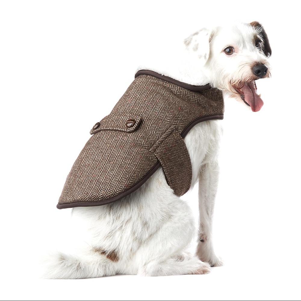 Wag-A-Tude Brown Tweed Back Tab Wrap Jacket XS🐶🐾